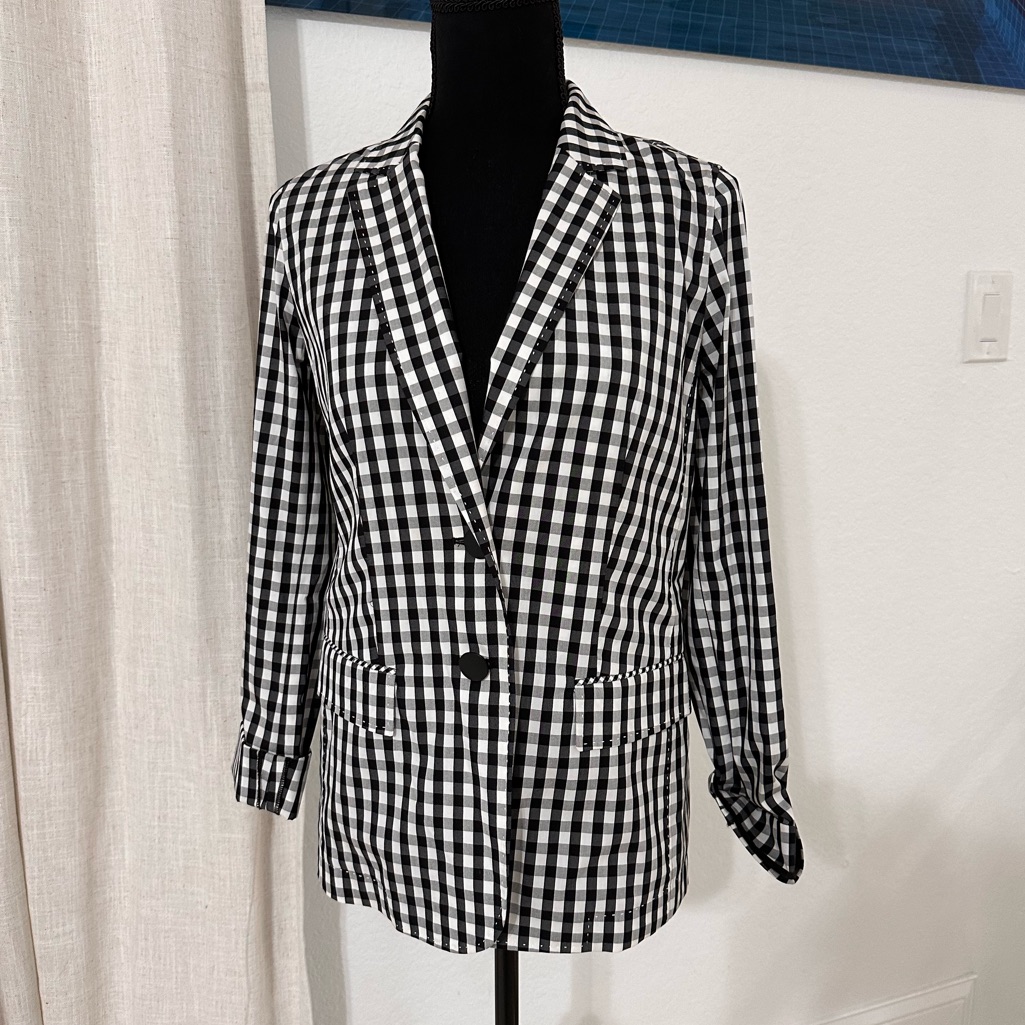 Lafayette 148 Black & White Striped Cotton Blazer/Jacket, Size 2